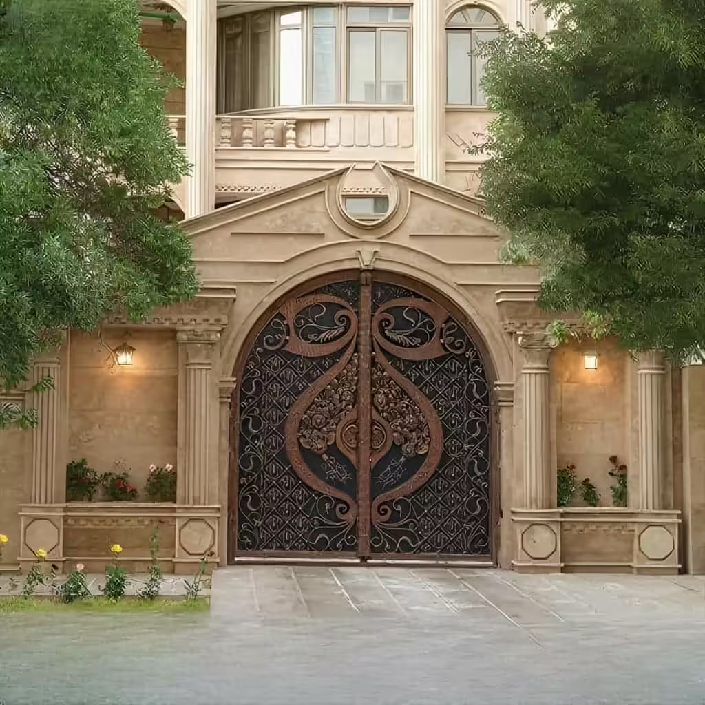 درب مدل دسته گل فرفورژه کلاسیک