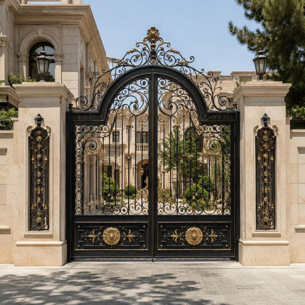 13 مدل درب حیاط مشکی طلایی