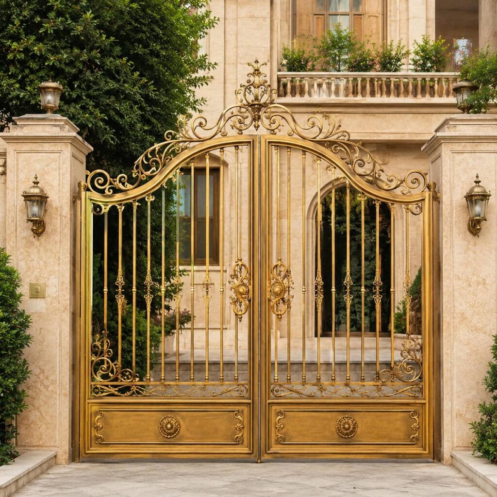 درب پارکینگ مشکی طلایی برای امنیت ورودی خودرو