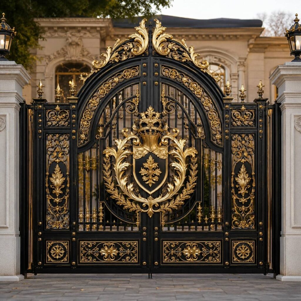 خرید درب حیاط مشکی طلایی با قفل مطمئن