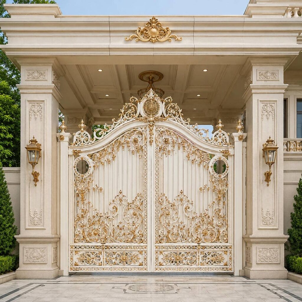 نصب درب ویلایی برش لیزری طرح هندسی با چهارچوب مقاوم
