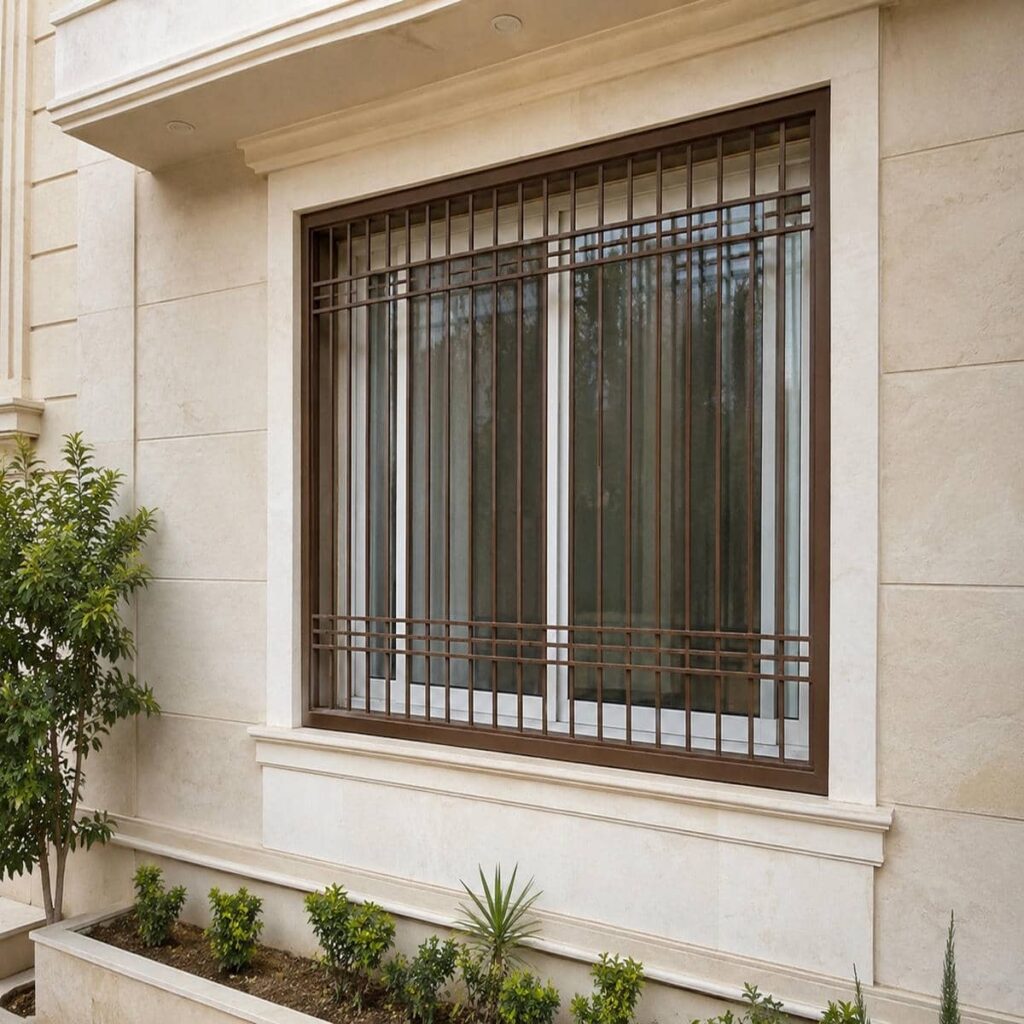 اجرای حفاظ پنجره شیک قاب دار بدون مزاحمت برای دستگیره