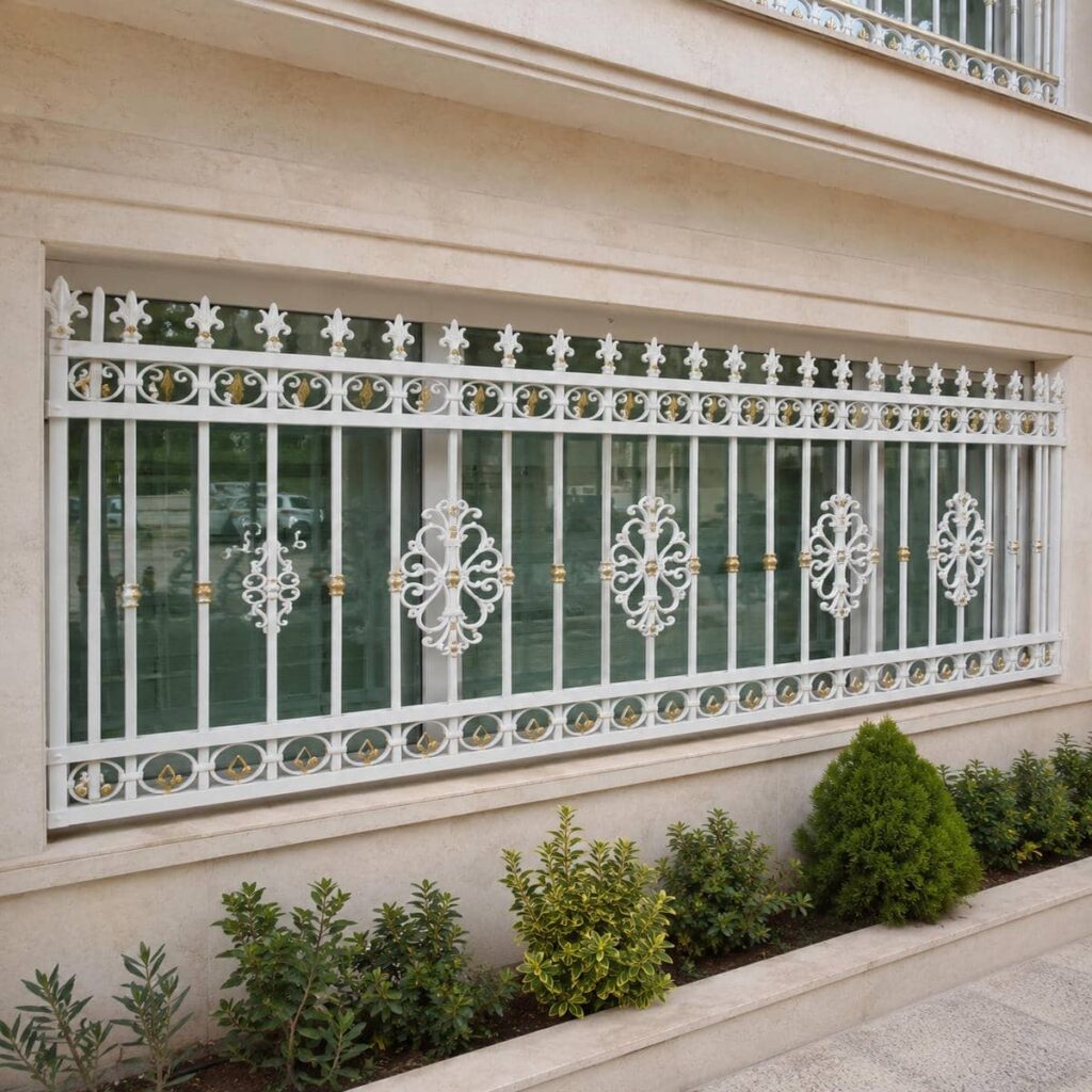 نصب حفاظ پنجره رنگی کوره ای روی زیرسازی مقاوم