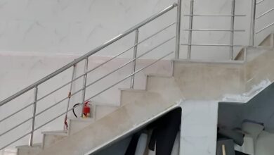 نرده استیل راه پله براق